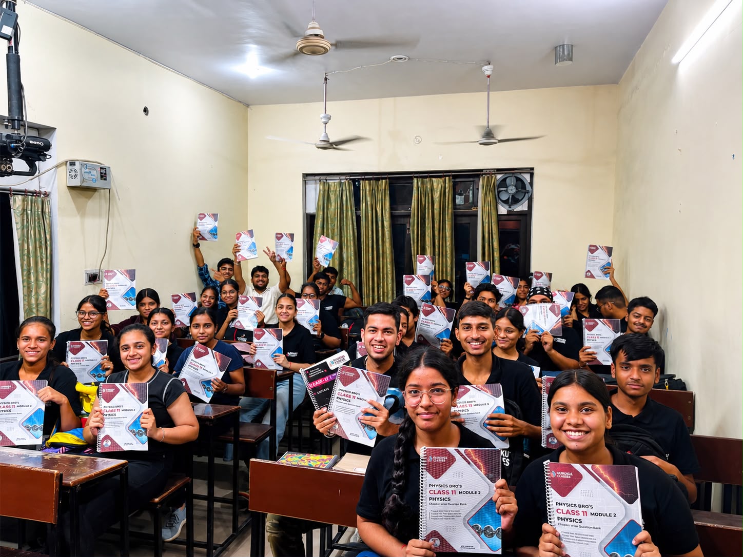 Class 11 Physics batch holding Physics Bro chapter-wise question bank modules at Gurukul Classes